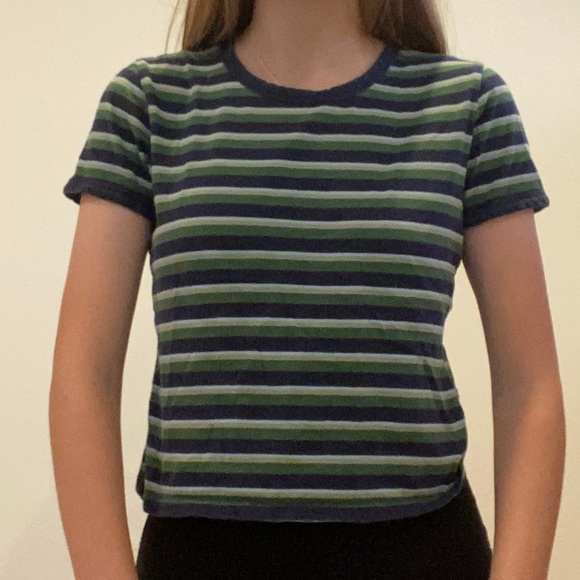 Pacsun green and blue striped crop top - Picture 3 of 4